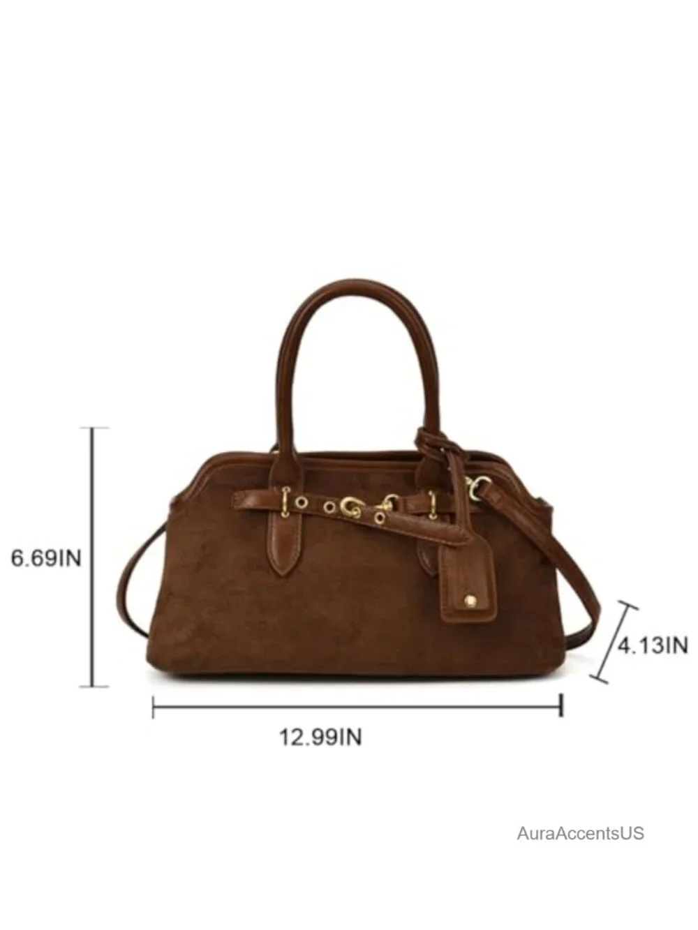 Faux Suede Slouchy Hobo Tote Bag Women Crossbody Shoulder Purse Vintage